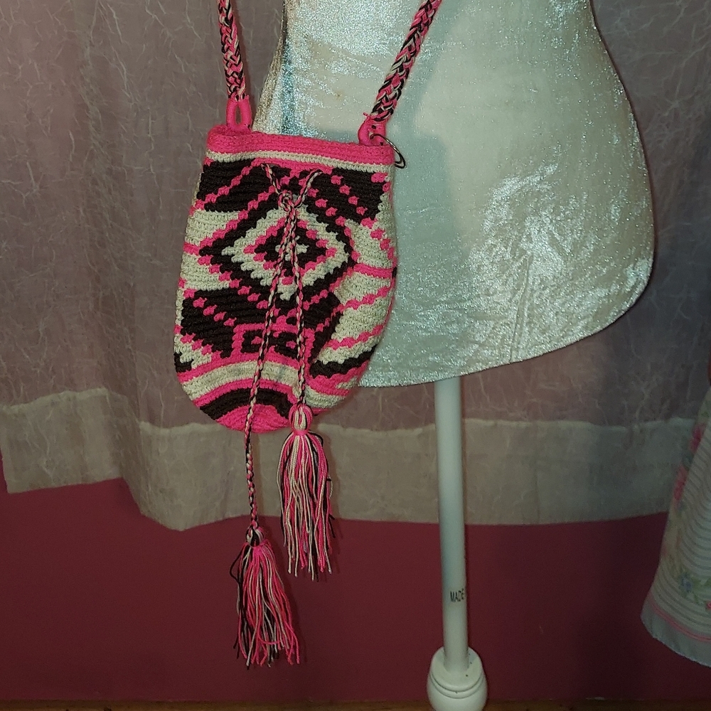Crochet Hippie Boho Crossbody Purse 1 of a Kind